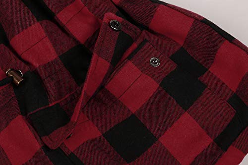 Imily Bela Womens Buffalo Plaid Cardigans Sleeveless Patch Draped Open Front Cardigan Sweater Red