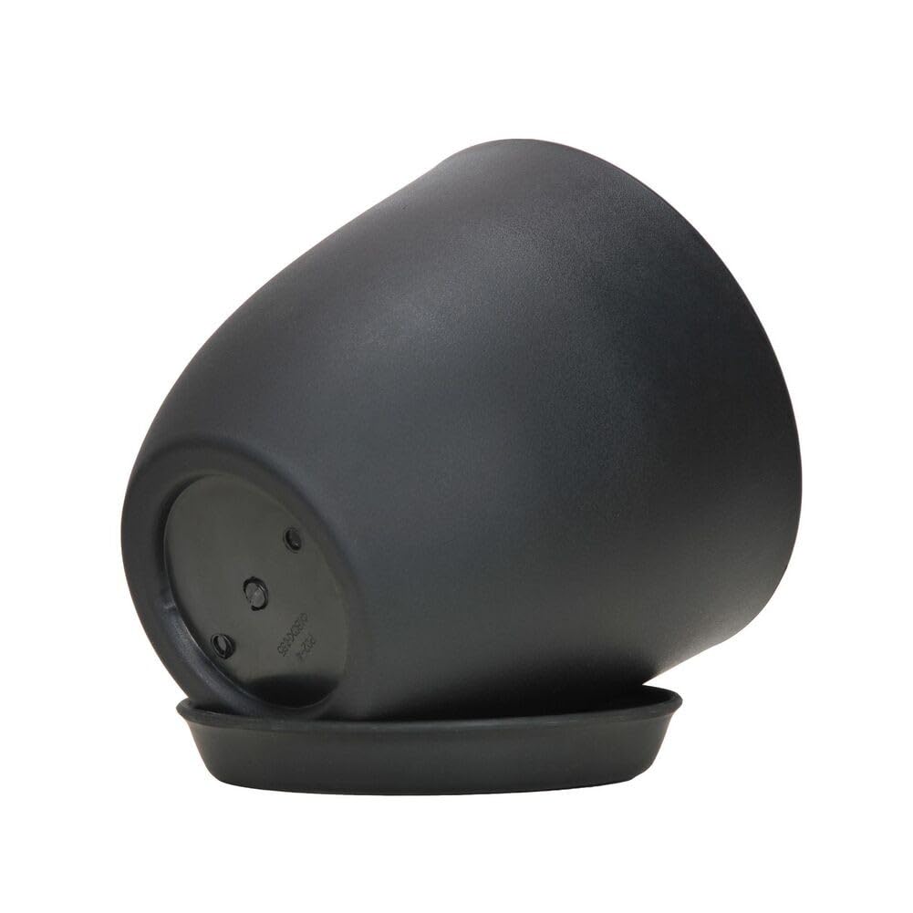 FACAIIO Lot de 10 pots de fleurs en plastique avec soucoupe pour l'intérieur et l'extérieur, 180 x 165 mm, finition mate, design minimaliste moderne noir et blanc