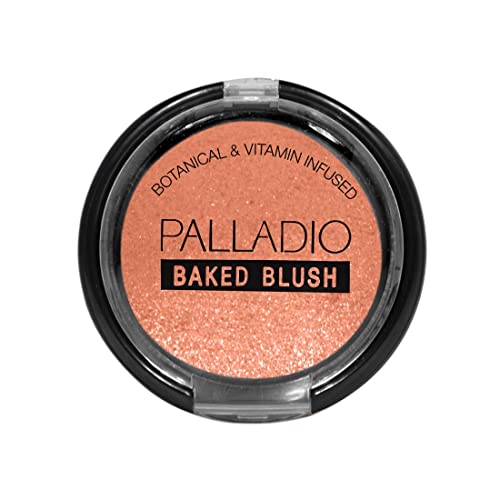 Palladio Baked Blush, Highly Pigmented Shimmery Formula, Easy To Blend & Highly Buildable, Apply Dry For A Natural Glow Or Wet For A Dramatic Luminous Look, Long Lasting For All Day Wear, Cho-Au-Lait #TOP1