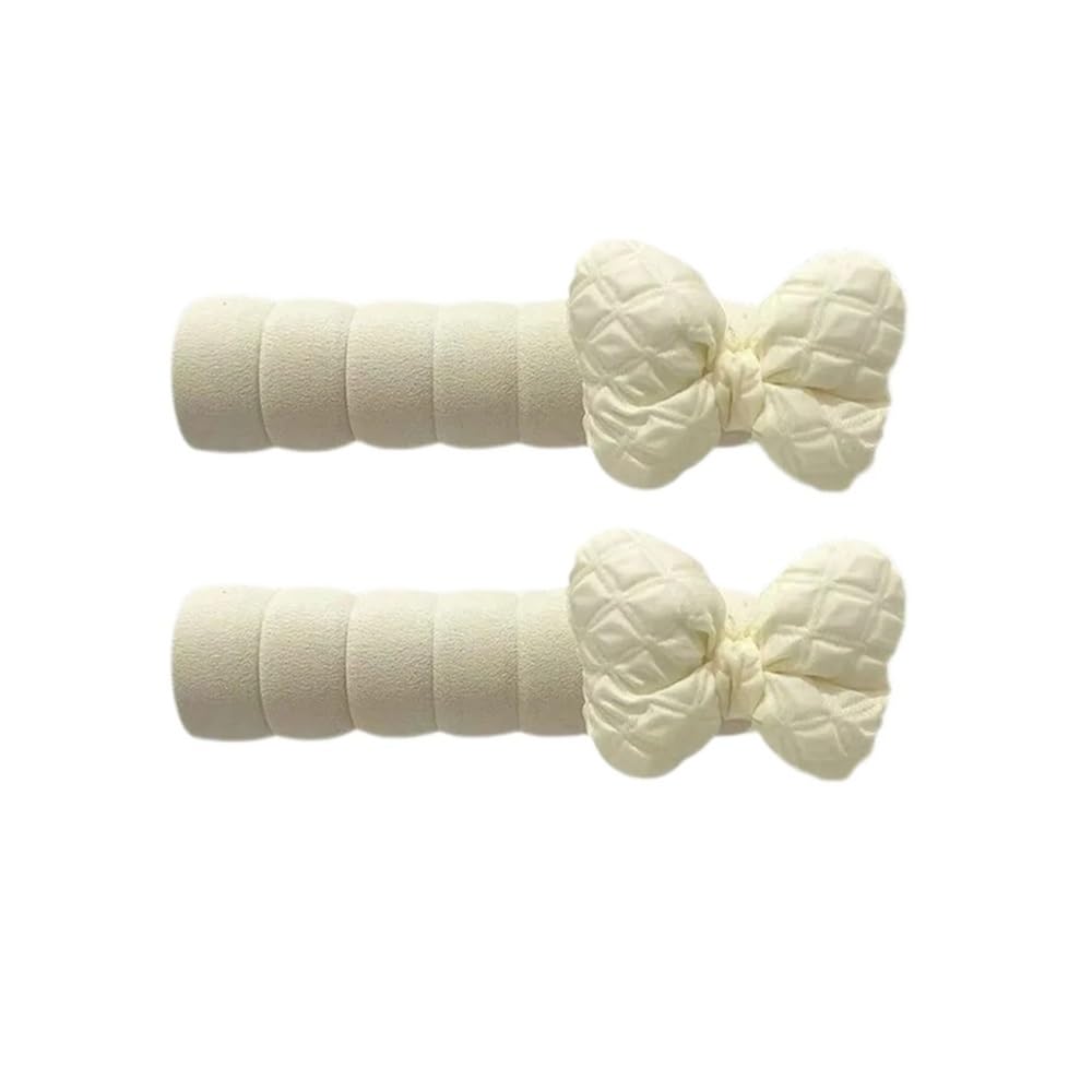 Tianshengqi Beige 2Pcs Bowknot Anti-Collision Door Handle Cover Doorknob Protective Guard Decoration(Beige)