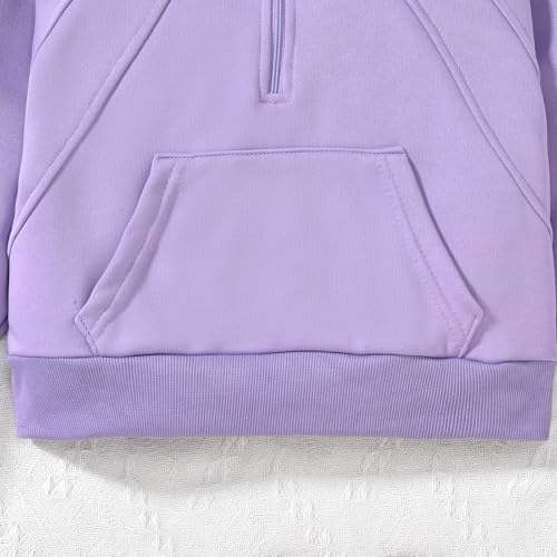 Image of fioukiay Girls Outfits 2 Piece Half Zipper Hoodies Sweatsuits Long Sleeve Athletic Sweatshirts and Sweatpants with Pockets