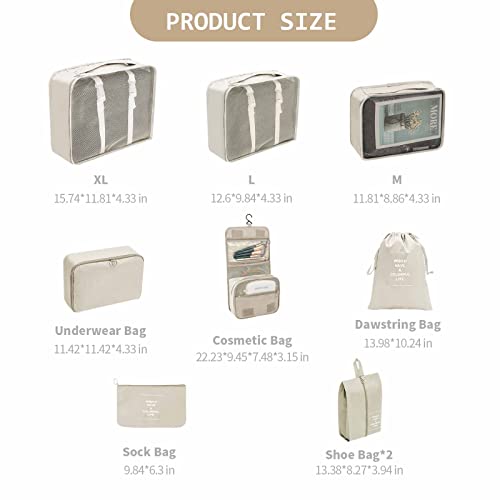 Braq 9 Pcs Travel Packing Organizers Travel Packing Cubes For Suitcase Set Luggage Organizers For Suitcase Lightweight Travel Essential Bag With Large Toiletries Bag For Clothes Shoes #TOP2