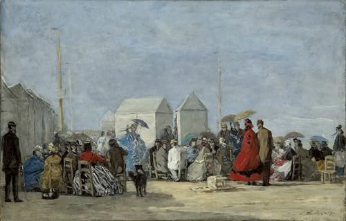 Tableau plage à Trouville d'Eugène Boudin 60x90cm pour salon
