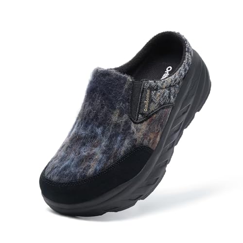 Women's Orthopedic Diabetic Wide Slippers: Comfortable Arch Support Plantar Fasciitis House Slip On Loafers, Casual Flat Feet Winter Warm Walking Shoes for Foot and Heel Pain Relief