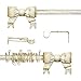 AT17 Tringle à Rideaux Extensible, Barre à Rideaux Shabby Chic et Romantique - Noeuds - 120-210 - Diamètre 2 cm - Crème Clair/Or - Métal