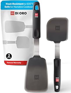 DI ORO® Designer Series Everyday Flexible Silicone Turner Spatulas - 315°C Heat-Resistant Rubber Kitchen Spatulas - Versatile Silicone Spatulas - BPA Free, FDA Approved, and LFGB Certified