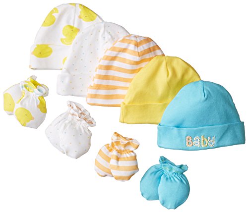 Image of Gerber Unisex-Baby 9 Piece Cap (0-6M) And Mitten (0-3M) Bundle