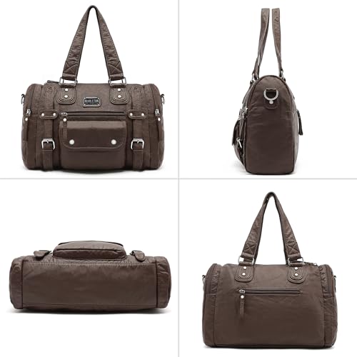 Scarleton Women's Faux Leather Satchel Handbag, Coffee Brown, 15.5" x 10" x 4.3"