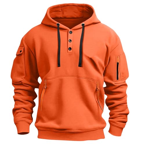 Mens Tactical Hoodies Vintage Casual Quarter Button Up Hooded Workout Henley Sweatshirts Fall Winter Pullover Hoody4