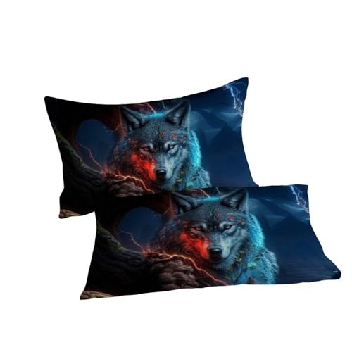 Housse de couette loup microfibre animaux fermeture éclair super king - 7