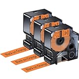 KCMYTONER Compatible for DYMO 18436 IND Permanent Vinyl Tapes Black on Orange 3/4' x 18' (19mm x...