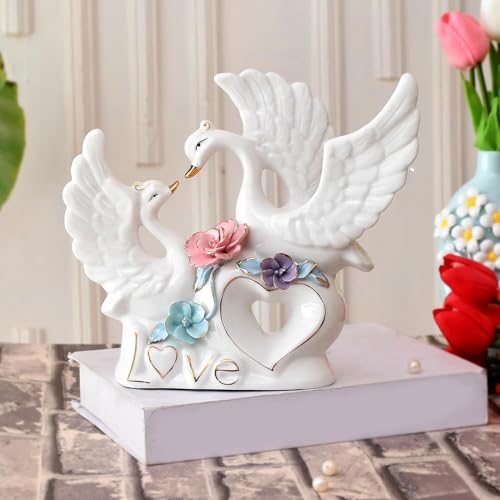 Image of Xtore Modern Swan with Multicolour Flower Design for Home Decor (Pack of 1, White)