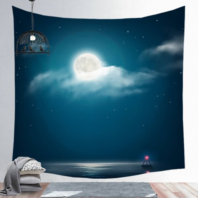 EHOMERY Japan Nature Tapestry For Bedroom Teen Girl Funny Blue Cartoon Moon Small King And Queen Wall Hanging Blanket Living Room Art Décor 150X200Cm