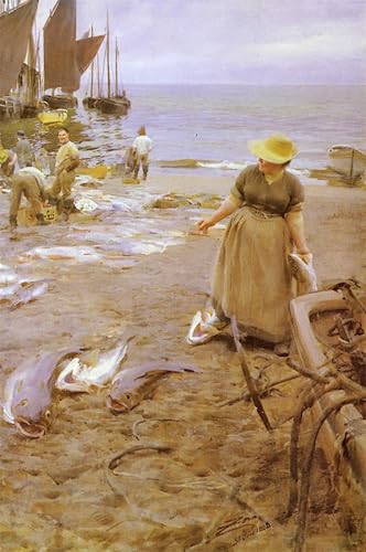Cuadro Fiskmarknad I St. Ives de Anders Zorn lienzo decorativo para salón 60x90cm