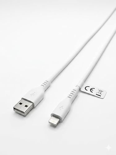 USB-A to Lightning Charging Cable compatible with iPhone, 1m, Fast Charging, 22-AWG Wiring, TPE Insulation