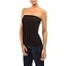YYW Women Strapless Pleated Tube Top Shirt,Sleeveless Stretchy Tunic Shirt for Women Black