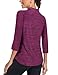 Cucuchy Style Workout Tops for Women 3/4 Sleeve,1/4 Zip Golf Tennis Shirts Moisture Wicking Yoga Outdoor Sports Clothes Casual UPF 50+ Clothing Purple Red XL