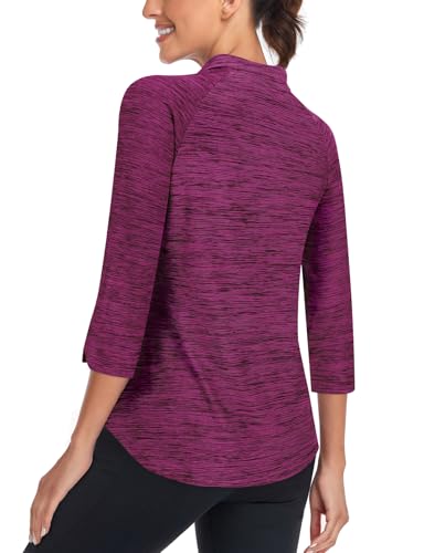 Image of Cucuchy Style Womens Golf Shirt 3 /4 Sleeve Quarter Zip Workout Tennis Tops Quick Dry UPF 50+ Shirts