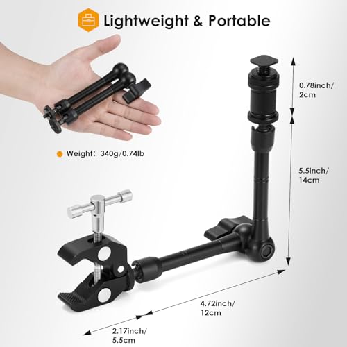 TARION Magic Arm Kamera Halterung: Klemmstativ Mit Super Klammer, Flexibel Gelenkarmstativ Tischstativ Halterung Studioklemme Mit 1/4'' 3/8'' Gewinde und Blitzschuhhalterung