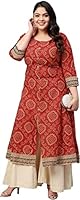 Yash Gallery Women's Plus Size Cotton Bandhej Printed Anarkali Kurta for Women (224YK148BNDJ_Red_XXXX-Large)
