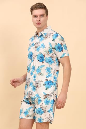 Image of Mens Printed Casual Shirts and Shorts Set Button Down Co-ord Set