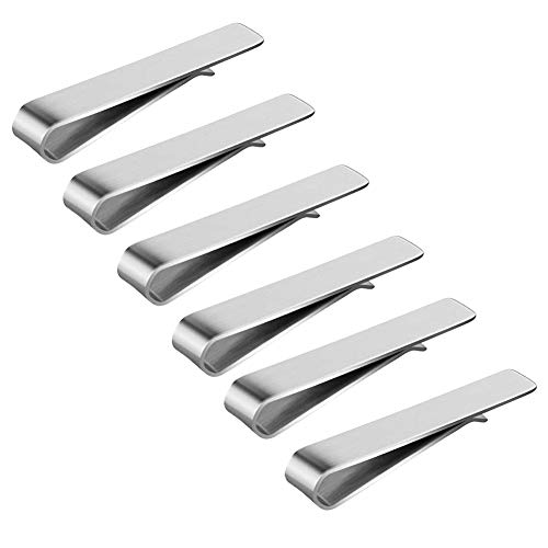 YUIP 6 Piezas Pasador de Corbatas Plata Alfiler de Corbata Hombre Pasadores de Corbata Clip Corbata Acero Inoxidable para Hombre Corbata Negocio Boda Hombre