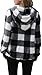 ROFUSSO Damen Teddy Fleece Hoodie Jacke Winter Warm Kariert Fleecejacke Stilvoller ReißVerschluss Plüschjacke Langarm Teddy Mantel Kapuzenjacke mit Taschen(Schwarz,XL)