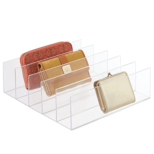 mDesign Clutch Organizer – praktische Handtaschen Aufbewahrung mit 5 Fächern für Clutches, Geldbörsen, Kartenetuis etc. – Portemonnaie Ablage aus Kunststoff – durchsichtig