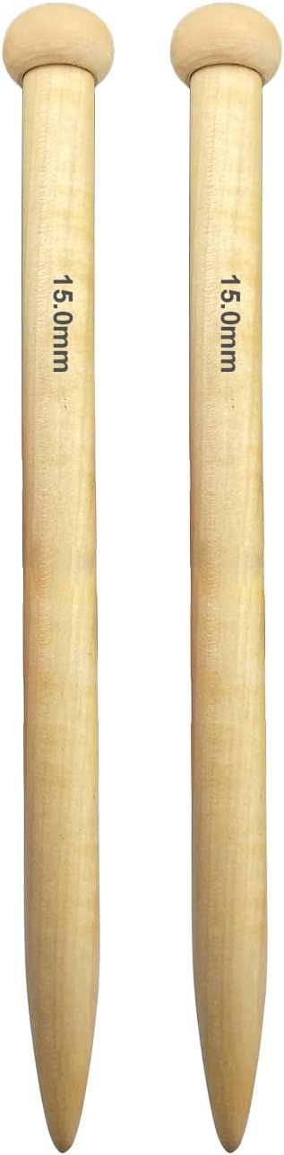 Weabetfu Large Size Bamboo Knitting Needle Straight Single Pointed Thick Knit Needles 10-inch Length Jumbo Knitting Needles for Huge Chunky Yarn Handmade DIY Knitting,US Size 19(15mm)