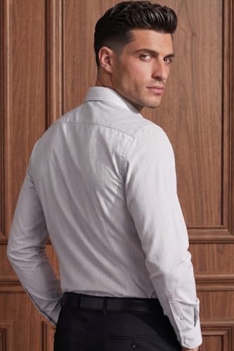 Image of Louis Philippe Mens Cotton Striped Regular Fit Shirt