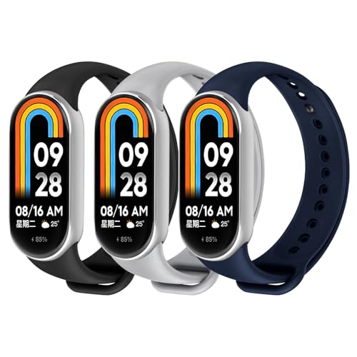 Ainiv 3Pcs Bracelet pour Xiaomi Mi Band 8/9/10, Bracelets de Remplacement Xiao-mi,xiao-mi smart band, Silicone Réglable Bracelet Montre Connectée pour XiaoMi Mi Band...