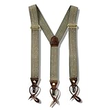 サスペンダー Y型 本革 レザー メンズ 吊りバンド レディース ユニセックス 太幅 幅広 3.5cm幅 35mm クリップ式 モクカーキ ARTBROWN(アートブラウン)