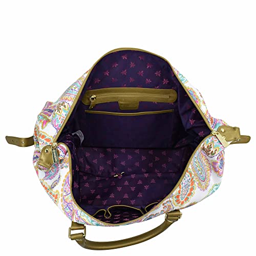 Image of Anuschka Great Escape Duffel Bag - Wanderlust Collection - Nylon Fabric with Genuine Leather Trim and Artwork Print