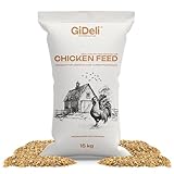 GiDeli Comida para pollos de 15 kg, harina de ponedora, alimento completo para pollos, para un rendimiento óptimo y formación de huevos, mejor aceptación y especialmente nutritivos, sin ingeniería