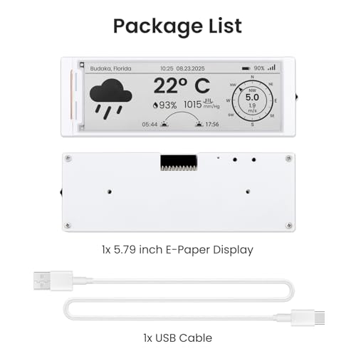 ELECROW ESP32 E-Ink wyświetlacz 14 cm, CrowPanel E-Paper HMI wyświetlacz kompatybilny z Arduino IDE, ekran atramentowy E o rozdzielczości 272 x 792, kolor czarny/biały, napędzany interfejsem SPI