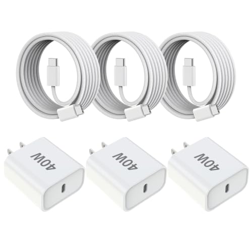 iPhone 17 16 Fast Charger,3Pack 40W 6FT USB C Charging Block iPhone 17 Charger Fast Chargers with Braided USB C to C Cable for iPhone Air/17/17 Pro/17 Pro Max/16 Pro Max/16 Plus/16e/15/15 Pro Max,iPad