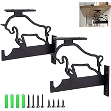 Black Heavy Duty Closet Rod Brackets Holder Industrial Iron Shelf Brackets for Custom Floating Shelves DIY Rustic Shelves Brackets Hardware Included Bull 2 Pack