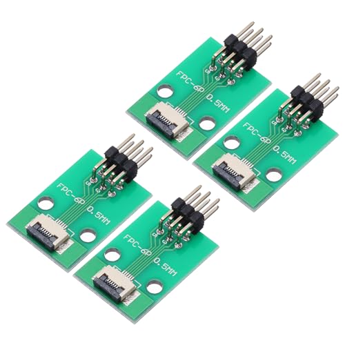 QUARKZMAN 4Pcs Placa de Conector FFC FPC 6 Pines 0.5mm Socket a 2.54mm Doble Hila Ángulo Recto Tira de Encabezado de Pines, Placa Convertidora PCB para DVD TV/Cámaras Digitales/Portátiles