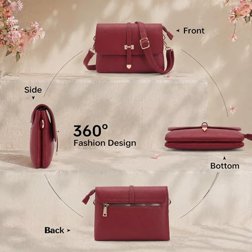 Goinsound Small Crossbody Bags for Women Multi Pocket Flap Crossbody Purse with RFID Blocking Credit Card Slots Red by Goinsound - Used condition - Image 7