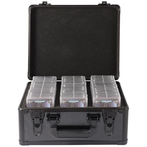 EcoVibe Graded Card Case, Aluminum Alloy Trading Card Storage Box with Carry Handle, Sports Card Case Holders with Dividers, Graded Card Storage Boxes Fits Psa, TCG, Csg, BGS, SGC Slabs