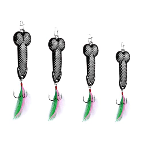 UAIAGM Gag Angelköder-Set, Metall, leuchtende Paillettenlöffel, lustige Spitze, Wasserbarsch, Angelköder, Angelköder, Ausrüstung, Süßwasser, Salzwasser, Ausrüstung, Angelhaken für Angelliebhaber