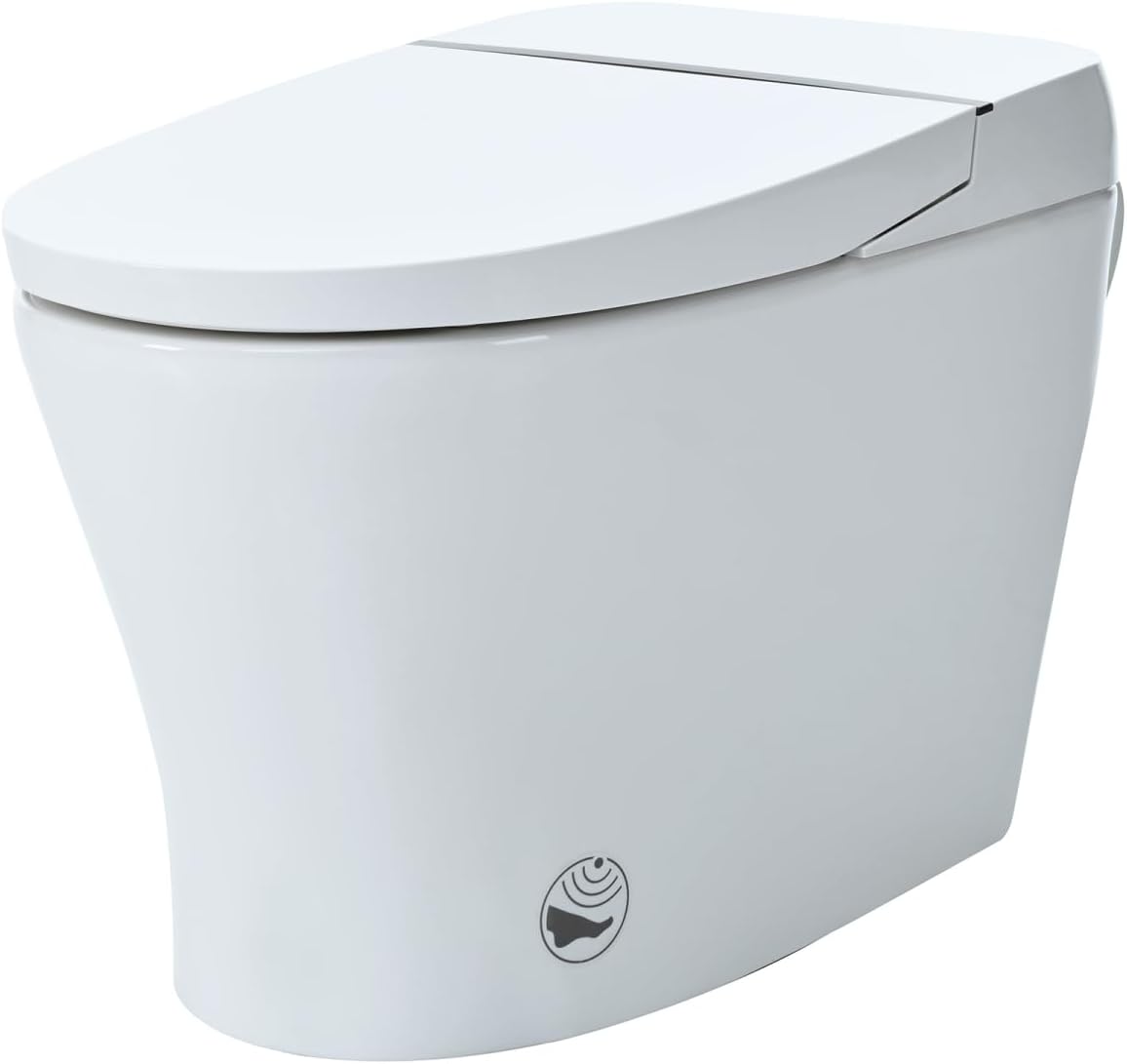 Heated Seat Smart Toilet Without Bidet Ceramic White 4 Levels Adjustable Temp Heated Seat Bathroom Family-Friendly