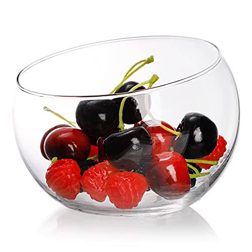 YOUEON 2 Pcs Glass Slant Cut Bowl Vase, 6.5" W x 5.5" H, 5.2" W x 4.8" H Clear Glass Terrarium Bowl for Plants, Succulent, Air Plant, Candy Bowls, Fruit Bowls for Centerpiece, Wedding, Home Decor - Image 4