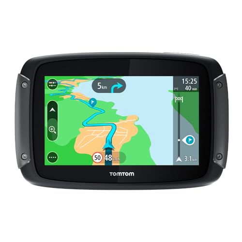 TomTom 8 TomTom GPS para motocicletas Rider 500 (4,3 pulgadas con carreteras montañosas, actualizaciones mediante Wi-Fi, info tráfico en tiempo real, Radares de tráfico, 49 mapas)
