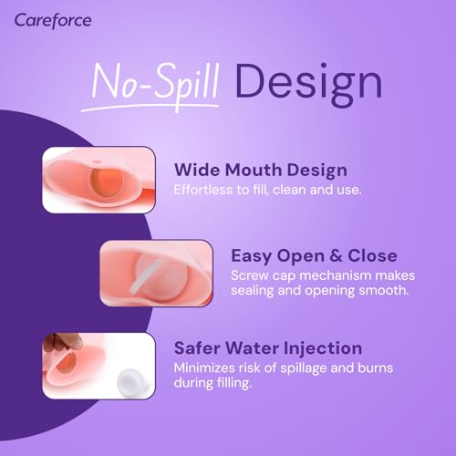 Image of Careforce Hot Water Bag for Pain Relief Heating Pad for Periods Cramps, Muscle Aches Heat Pack for Back, Neck, Shoulder and Body Relief -Pink