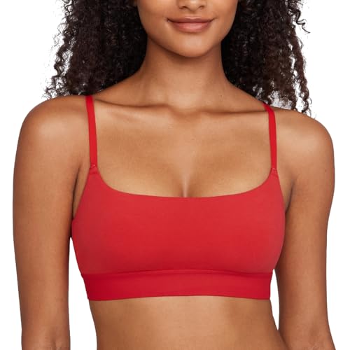 INLYRIC Women's Cotton Bralette - Wireless Unlined Sleep Comfortable Seamless Cami Bra Deep Red Small