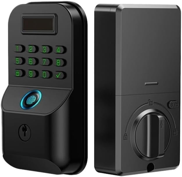K9Tuya Smart Lock, Palm Vein/Fingerprint Password Unlock, Remote Dynamic Password Unlock, with Door Handle Option(K9F-Black)