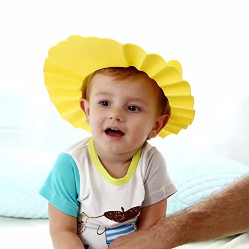 Baby Shower Cap Shower Protection Cap Soft Adjustable Visor Hat Wash Hair Shield Hat Shower Cap Bathing Cap Suitable for Toddler, Baby,Children,Kids(Yellow)