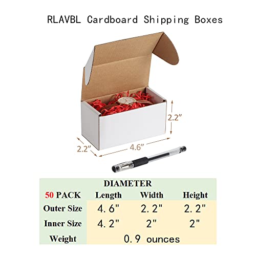 Image of RLAVBL 50 Pack 4.6x2.2x2.2 Inches Small Shipping Boxes White Corrugated Cardboard Box for Small Business, Shipping, and Packing