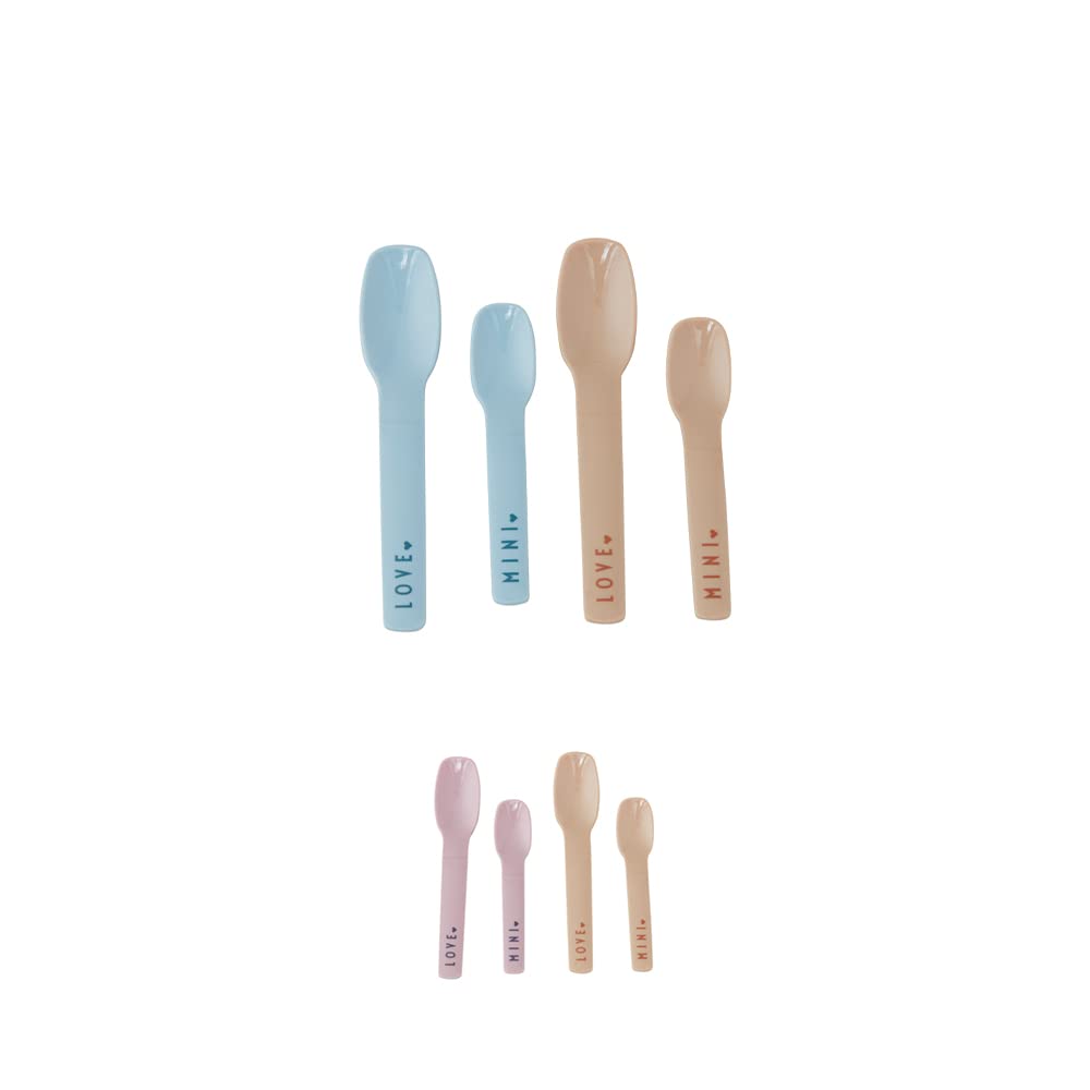 Design LettersMini Favourite Spoon Starter Set (Blue) | Includes 4 Drop-Safe Spoons – Two Baby Size Spoons and Two Junior Size Spoons | BPA-Free, BPS-Free, Drop-Safe and Dishwasher Safe